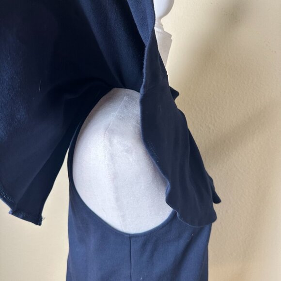Eri + Ali Anthropologie Nobility Top Ruffle Detail Navy Size Small - Picture 7 of 10